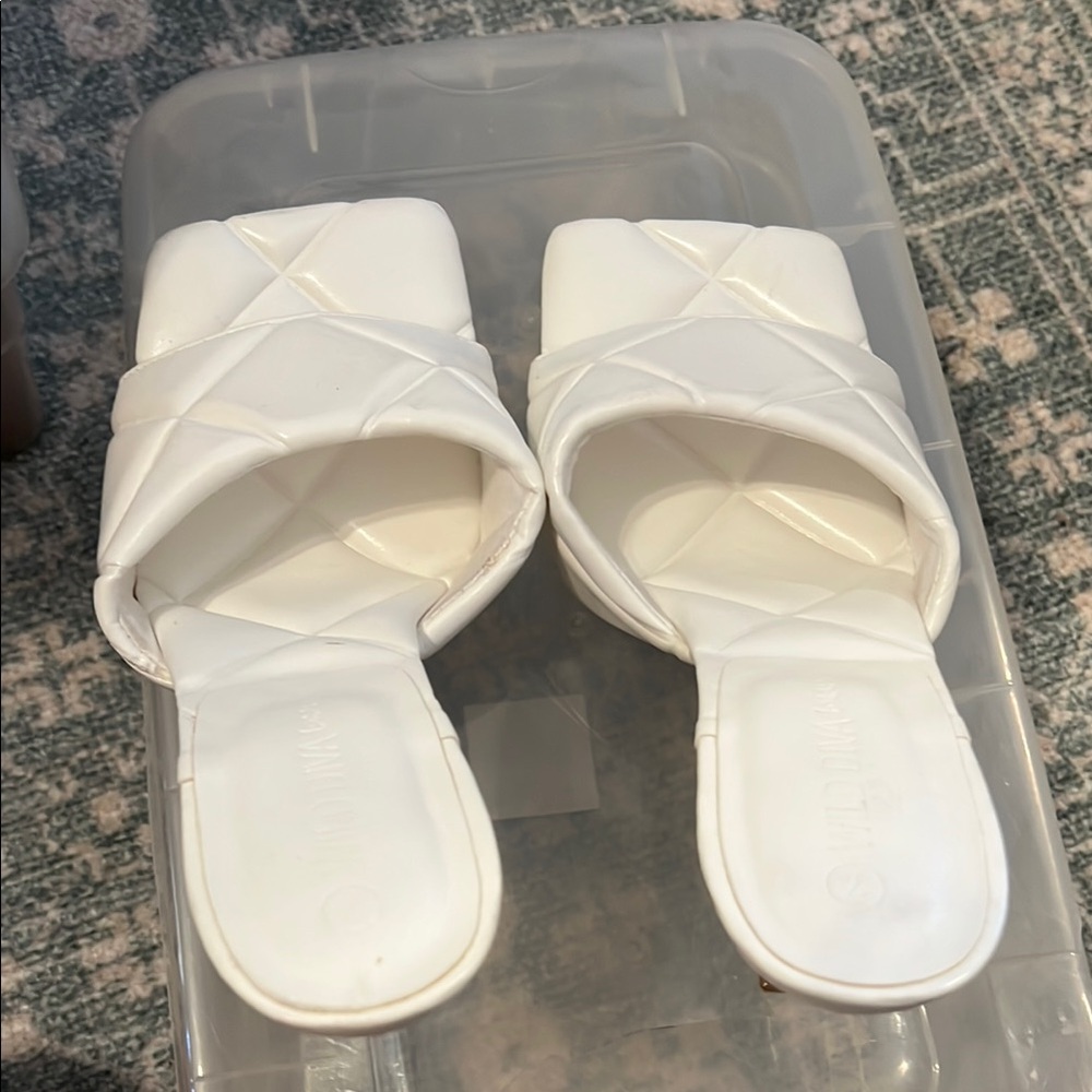 Wild Diva White Plush Mules